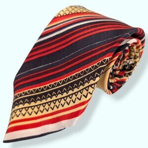 Vintage 100% Silk Red & Yellow Striped Tie